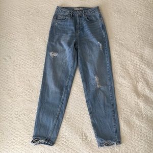 Primark Denim Co. Distressed Mom Jeans Baggy Boyfriend Tapered Leg Size 0